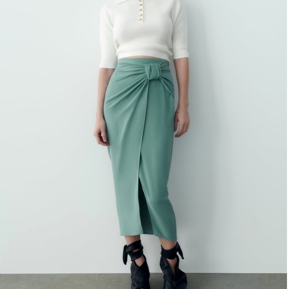 Zara Ruched Midi Skirt NWT